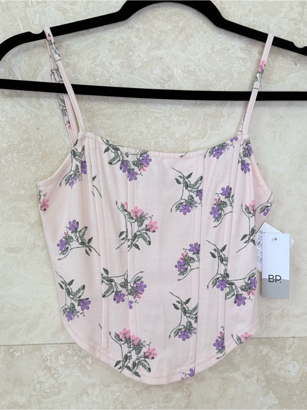 BP for Nordstrom Floral Corset Cami Top Pink Purple Coquette Cottagecore XXS NWT
